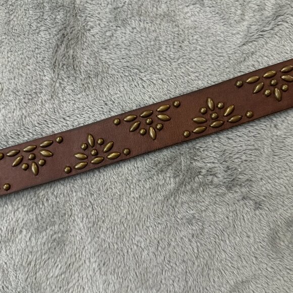 Vintage Y2K 90s Abercrombie & Fitch Brown Leather Studded Belt Women's MEDIUM - Picture 7 of 7